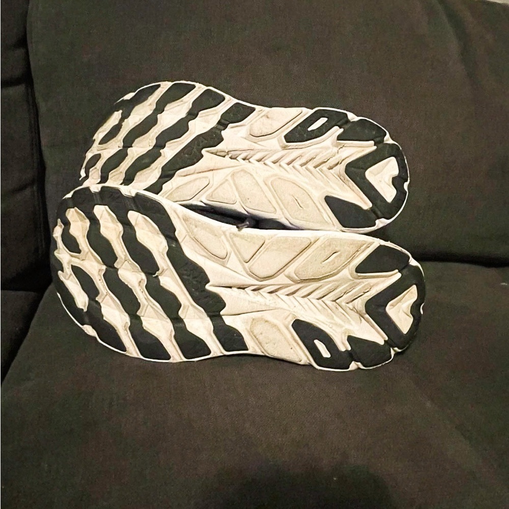 Hoka One One Black and White Athletic Shoes with Maximalist Cushioning - Picture 6 of 11